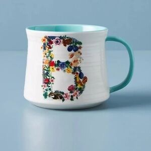 Anthropologie Nathalie Lete Monogram Bouquet Mug "B"